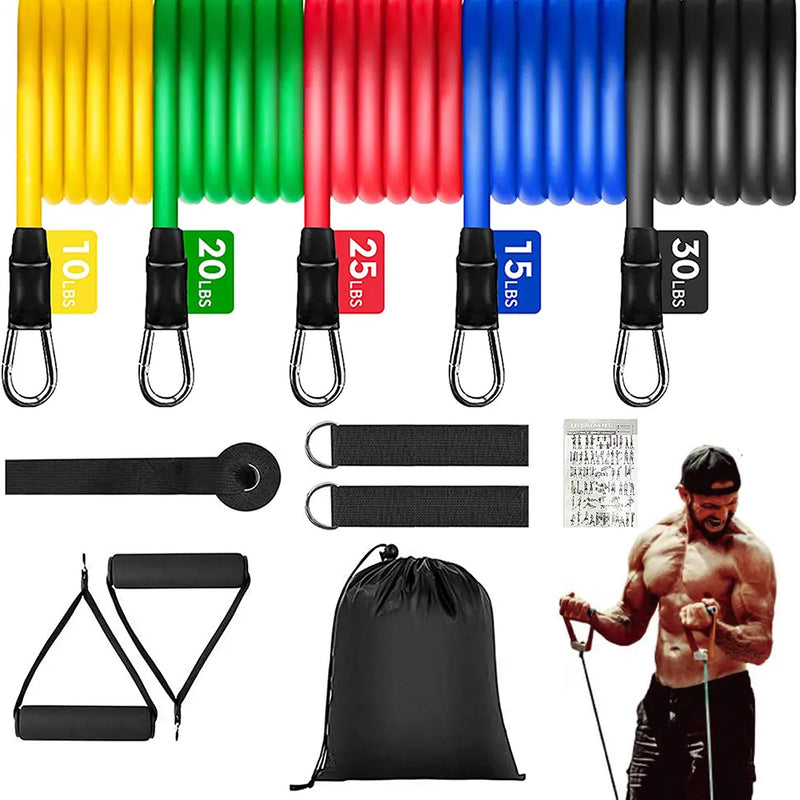 Conjunto de elásticos de resistência para musculação